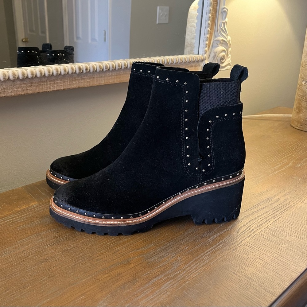 Like New - Dolce Vita Huey H2O Oxnyx Suede Studded Bootie